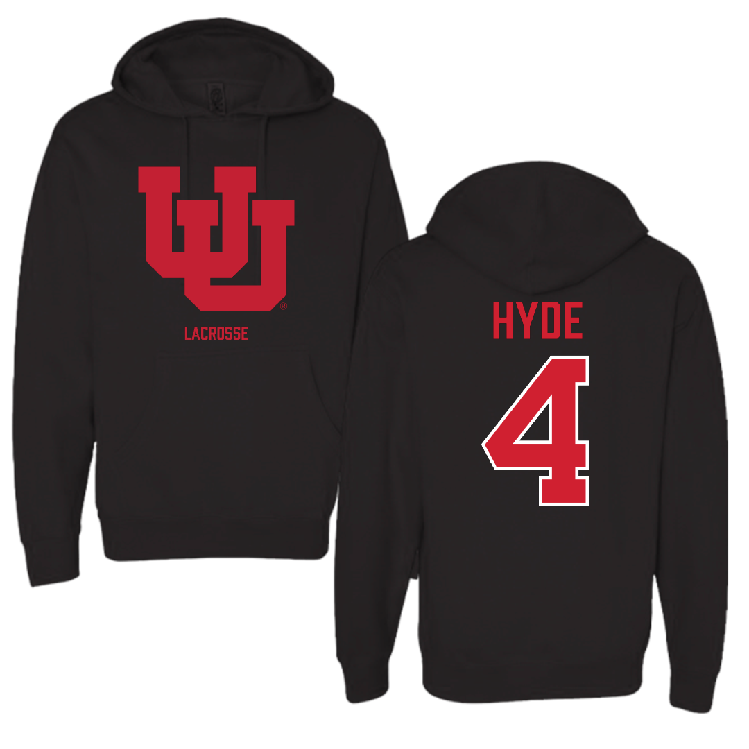 University of Utah Lacrosse (M) Black Block Hoodie - #4 Jordan Hyde