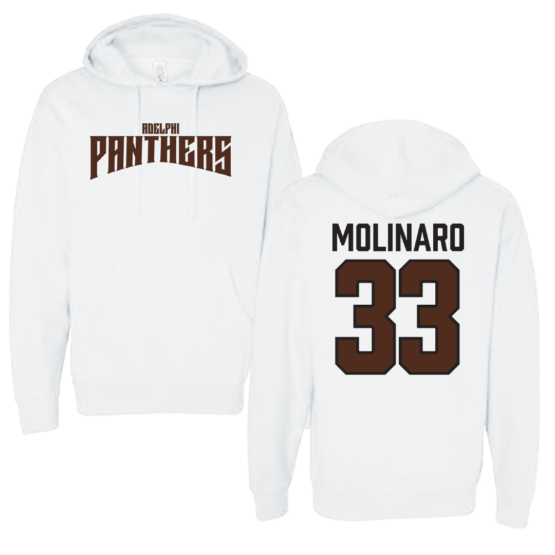 Adelphi University Baseball White Classic Hoodie - #33 Bobby Molinaro