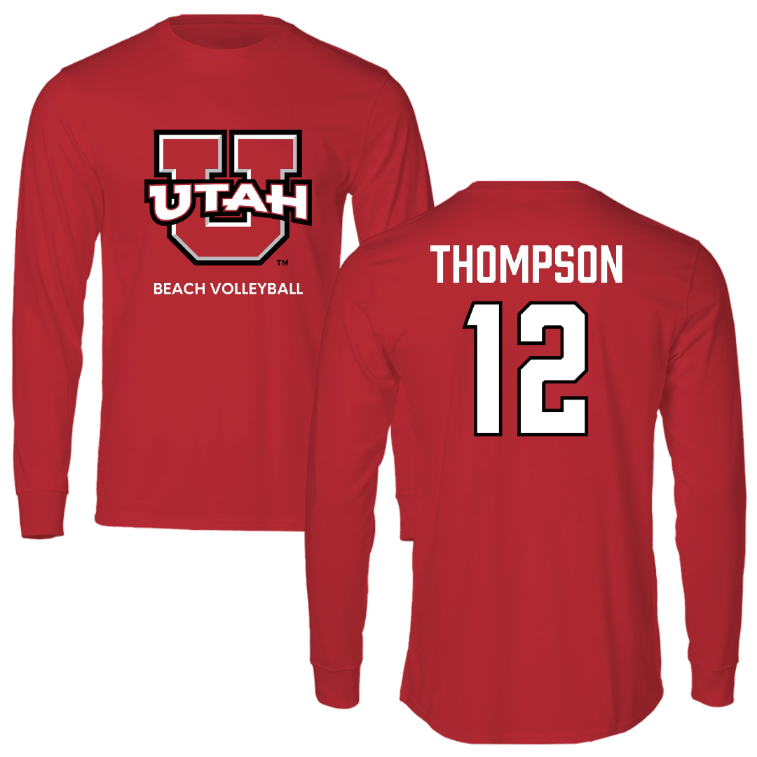 University of Utah Beach Volleyball Red Utes Long Sleeve - #12 Siona Thompson
