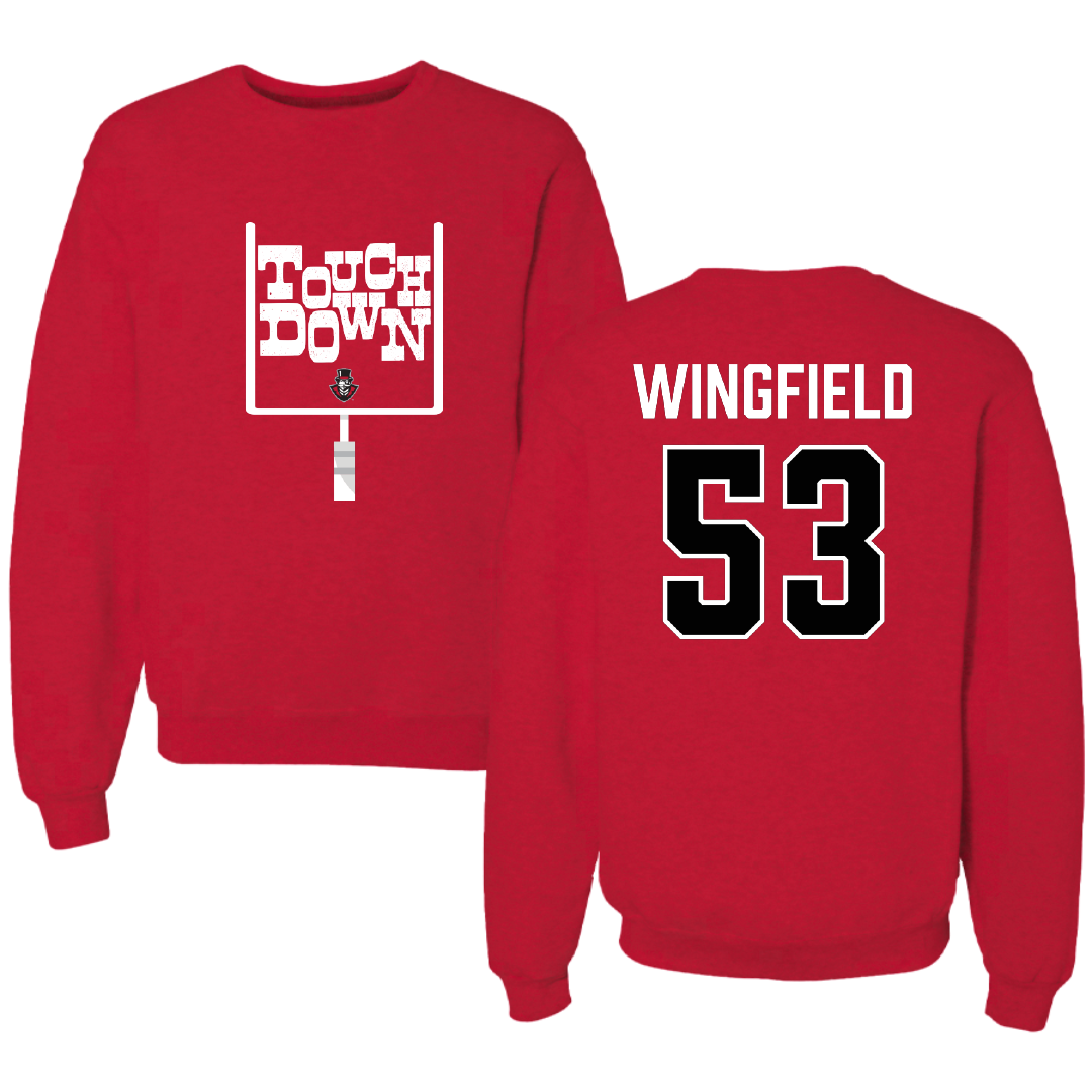 Austin Peay State University Football Red Touchdown Crewneck - #53 Christian Wingfield