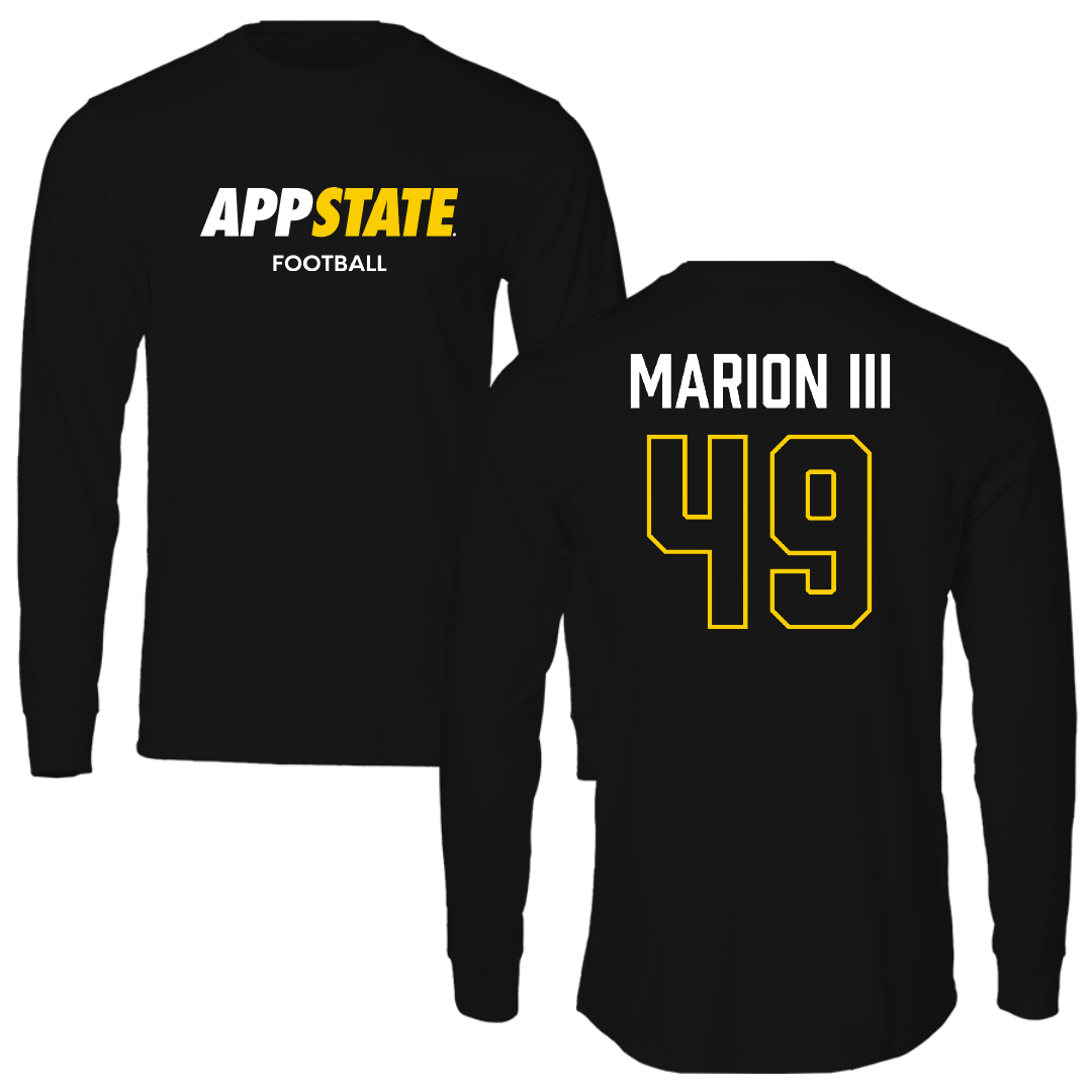 Appalachian State University Football Black Block Performance Long Sleeve - #49 Randy Marion III
