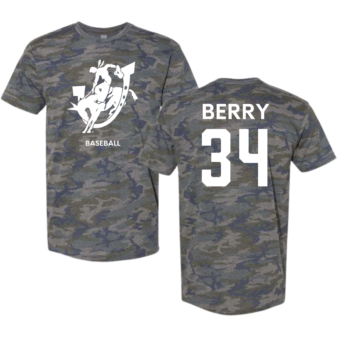 Southern Arkansas University Baseball Vintage Camo Tee - #34 Eli Berry