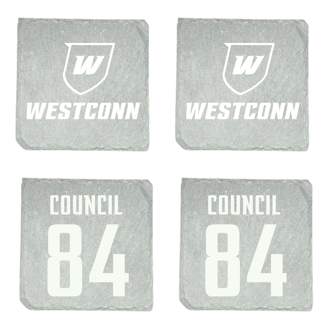 Western Connecticut State University Football Stone Coaster (4 Pack)  - #84 Gerald Council