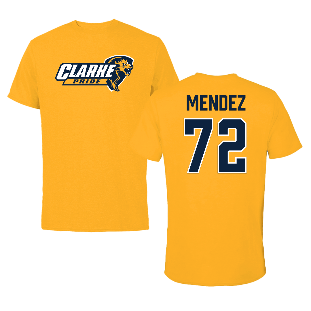 Clarke University Baseball Gold Pride Tee - #72 Daniel Mendez