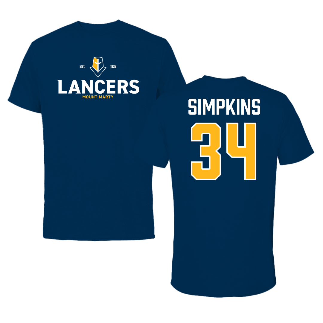 Mount Marty University Softball Navy General Performance Tee - #34 Jayden Simpkins