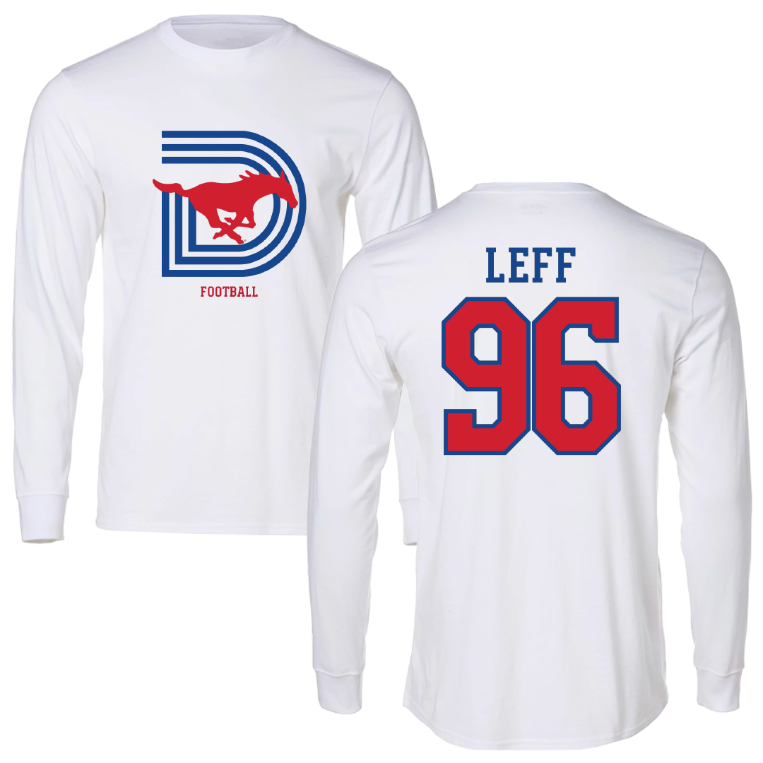 Southern Methodist University Football White Performance Long Sleeve - #96 Josh Leff