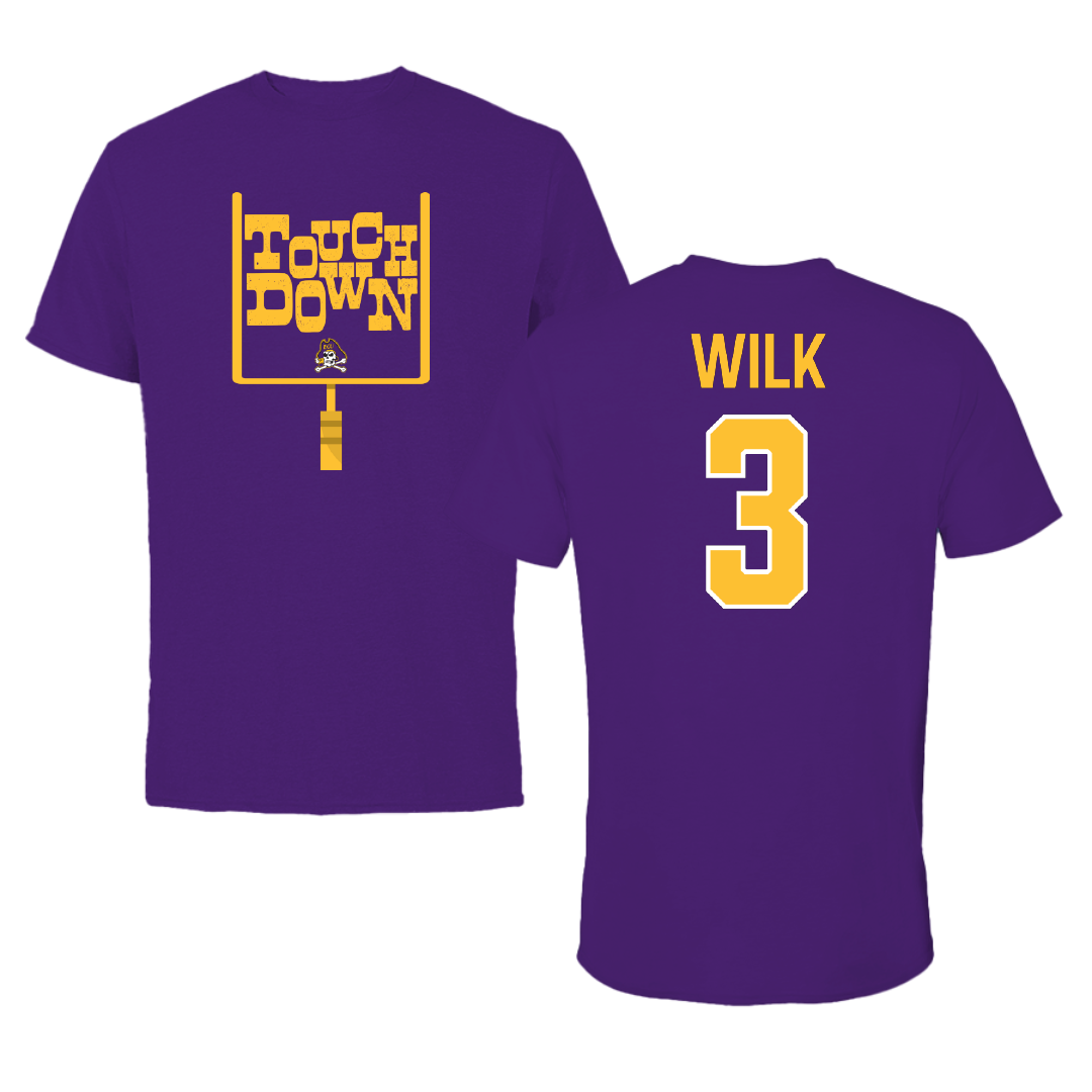 East Carolina University Football Purple Touchdown Performance Tee - #3 Teagan Wilk
