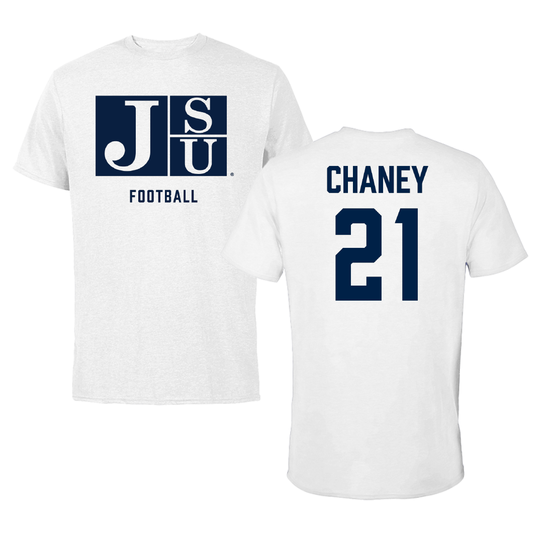 Jackson State University Football White Tee - #21 Vernorrius Chaney