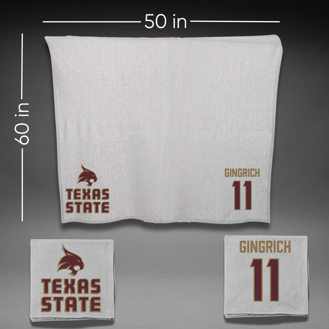Texas State University Baseball Gray Blanket - #11 Zachary Gingrich