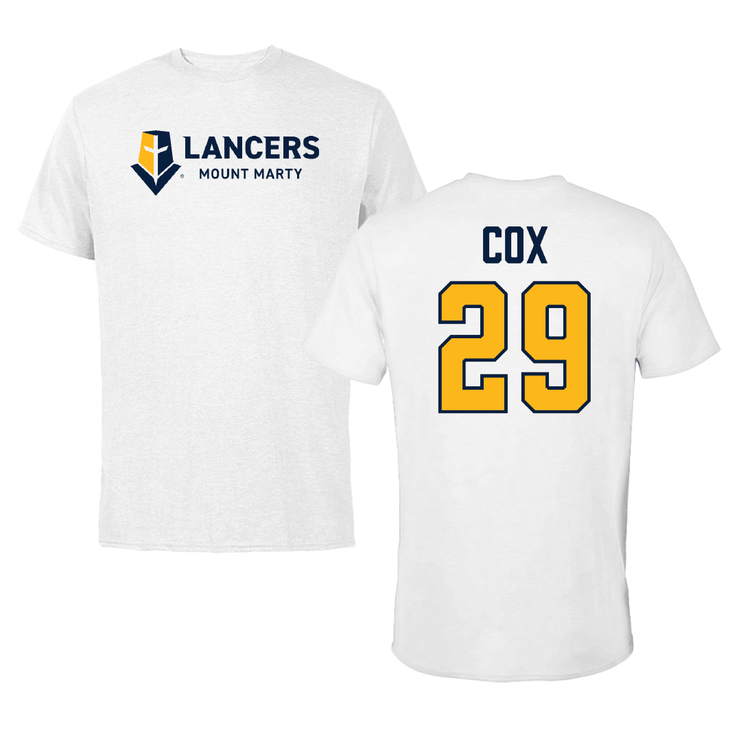 Mount Marty University Soccer White Performance Tee - #29 Gabriel Cox