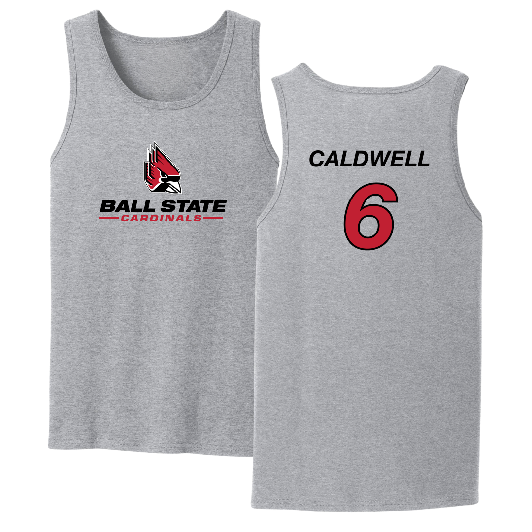 Ball State University Soccer Sport Gray Tank Top - #6 Delaney Caldwell