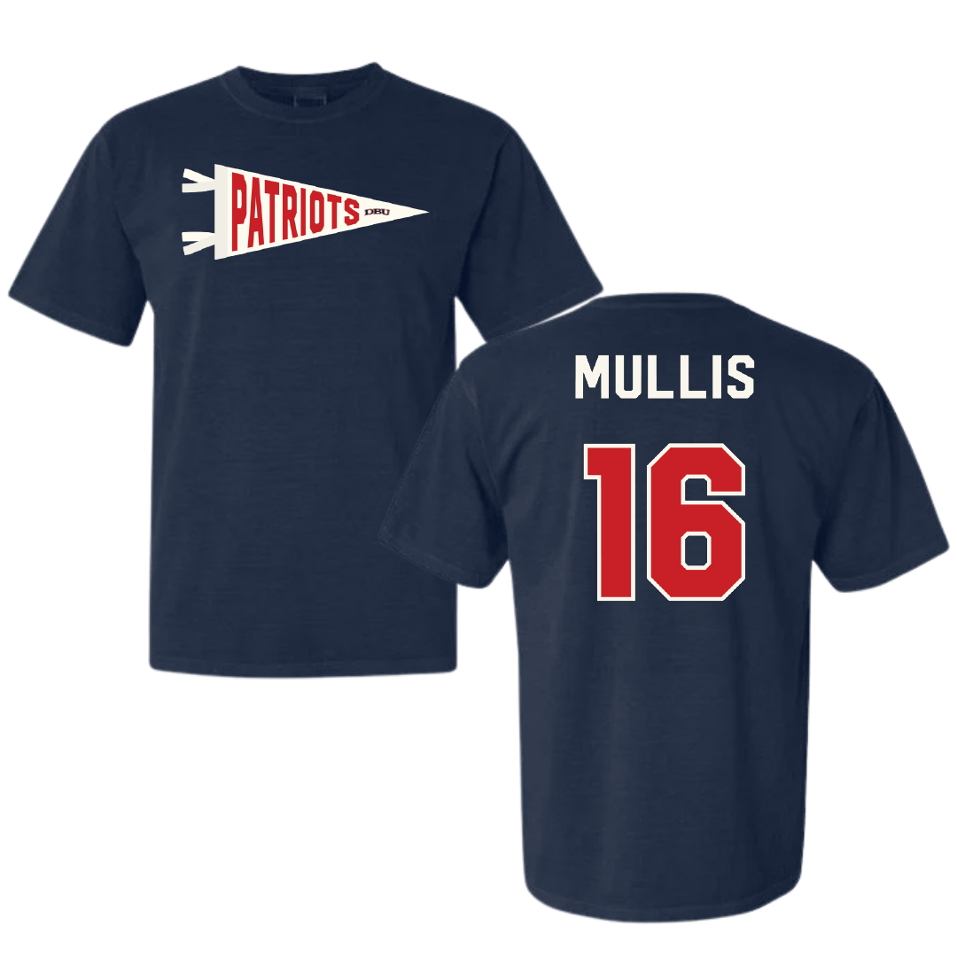 Dallas Baptist University Soccer Navy Pennant Comfort Colors Tee - #16 Kathryn Mullis