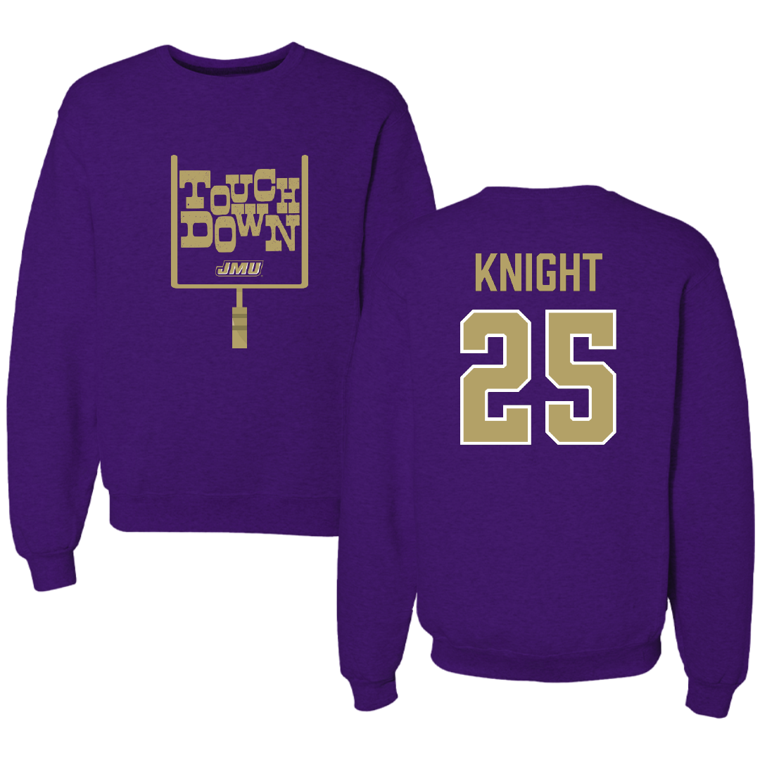 James Madison University Football Purple Touchdown Crewneck - #25 Wayne Knight
