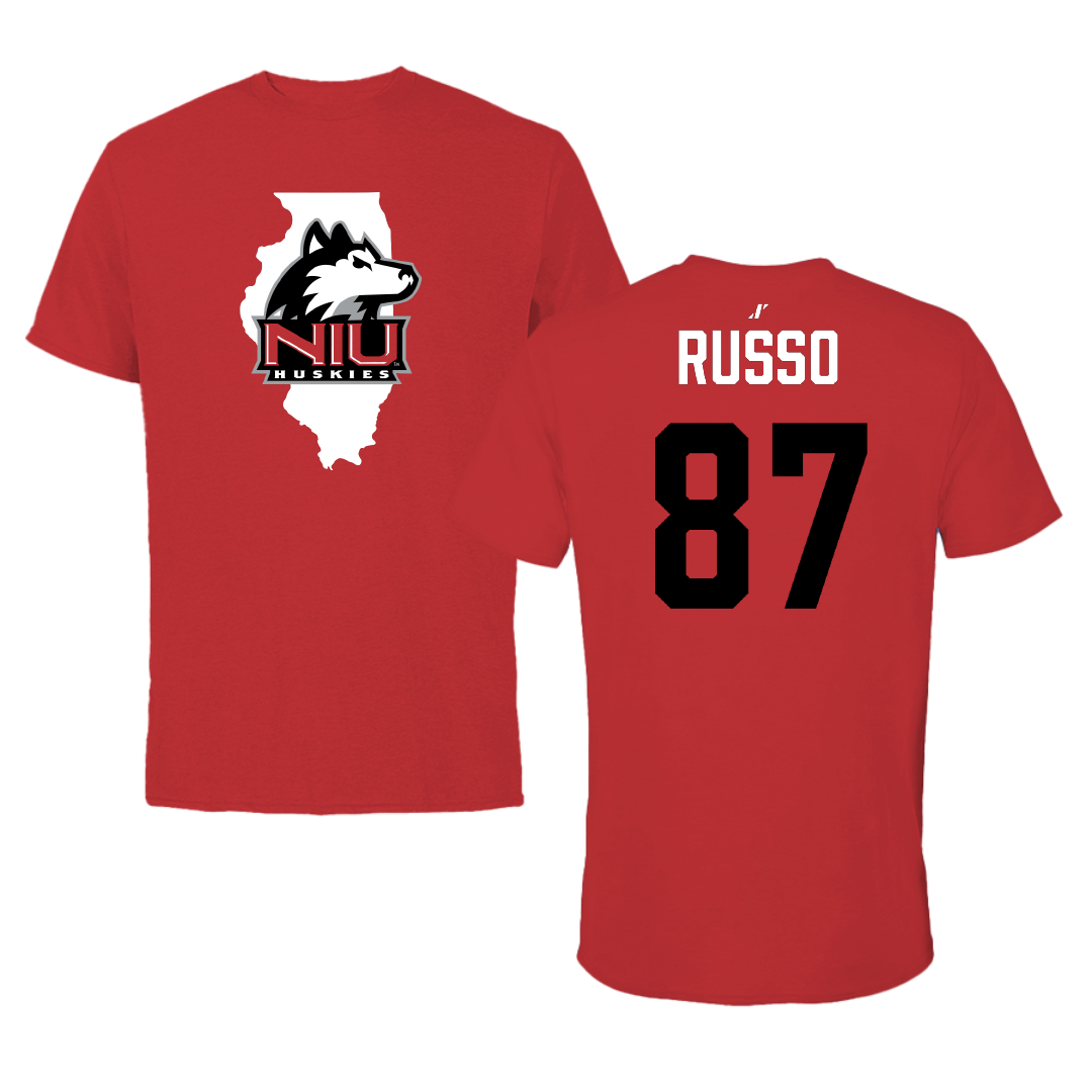 Northern Illinois University Football Red State Tee - #87 Liam Russo