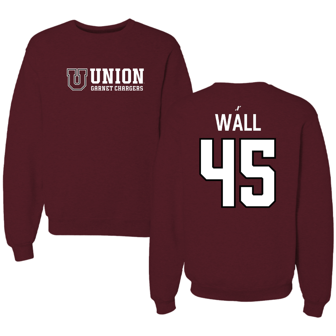 Union College Lacrosse Maroon General Crewneck - #45 Mike Wall