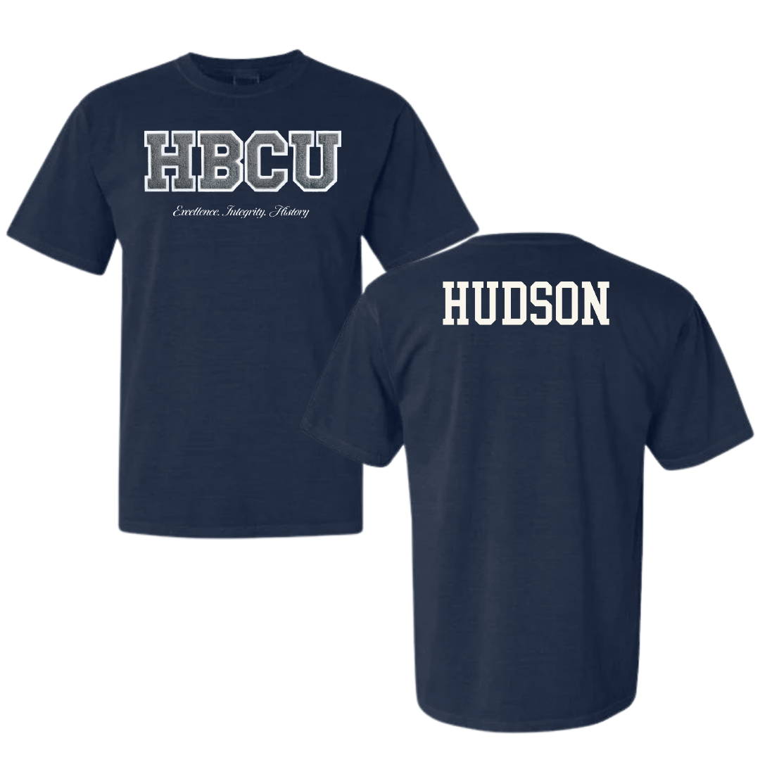 Jackson State University TF and XC Navy HBCU Varsity Comfort Colors Tee - Jeremiah Hudson