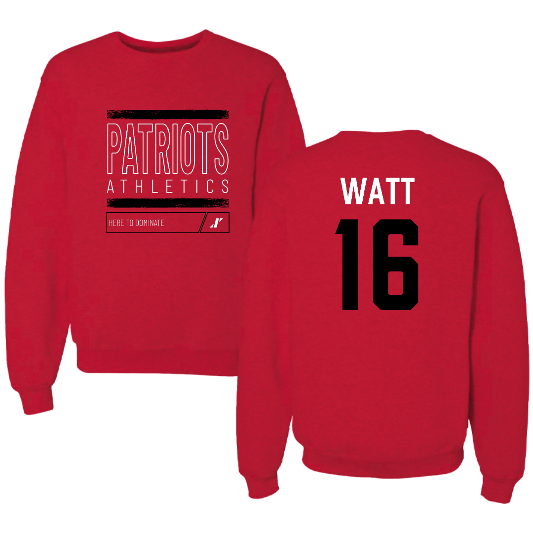 Dallas Baptist University Baseball Red Dominate Crewneck - #16 Liam Watt