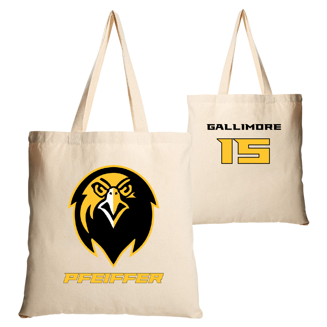 Pfeiffer University Lacrosse (W) Tan Canvas Tote Bag - #15 Heather Gallimore