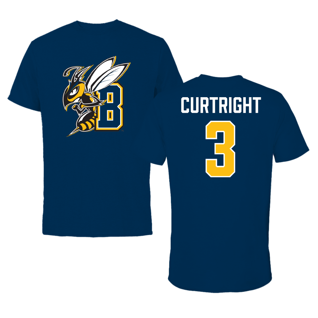 Montana State University Billings Soccer Navy Performance Tee - #3 Ava Curtright