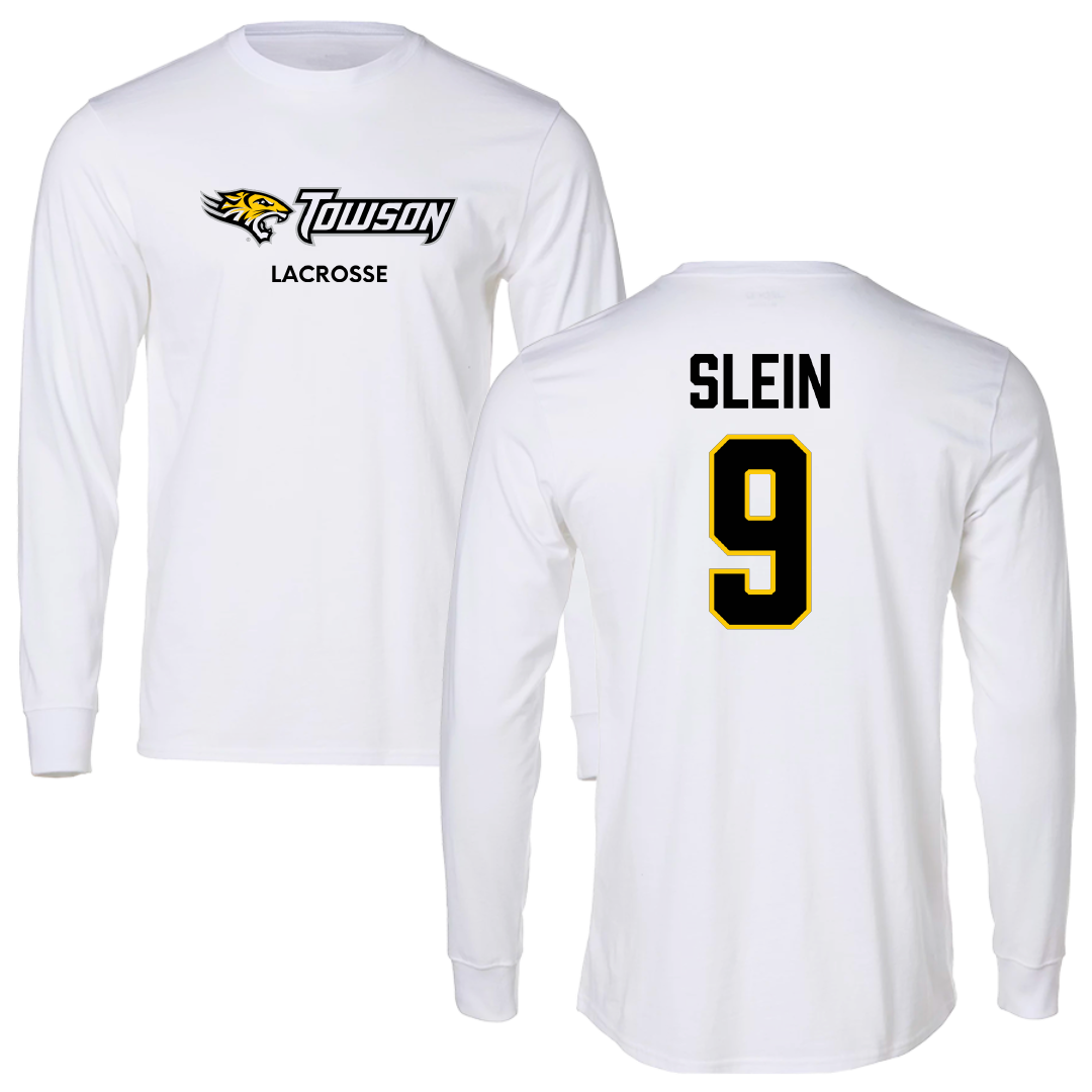 Towson University Lacrosse (M) White Performance Long Sleeve - #9 Connor Slein