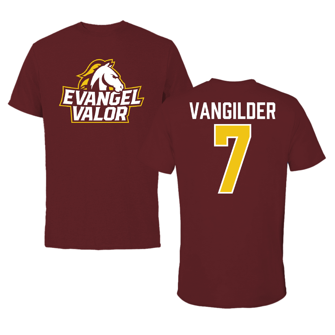 Evangel University Football Maroon Performance Tee - #7 Draven VanGilder