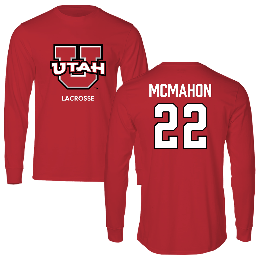 University of Utah Lacrosse (M) Red Utes Long Sleeve - #22 MJ McMahon
