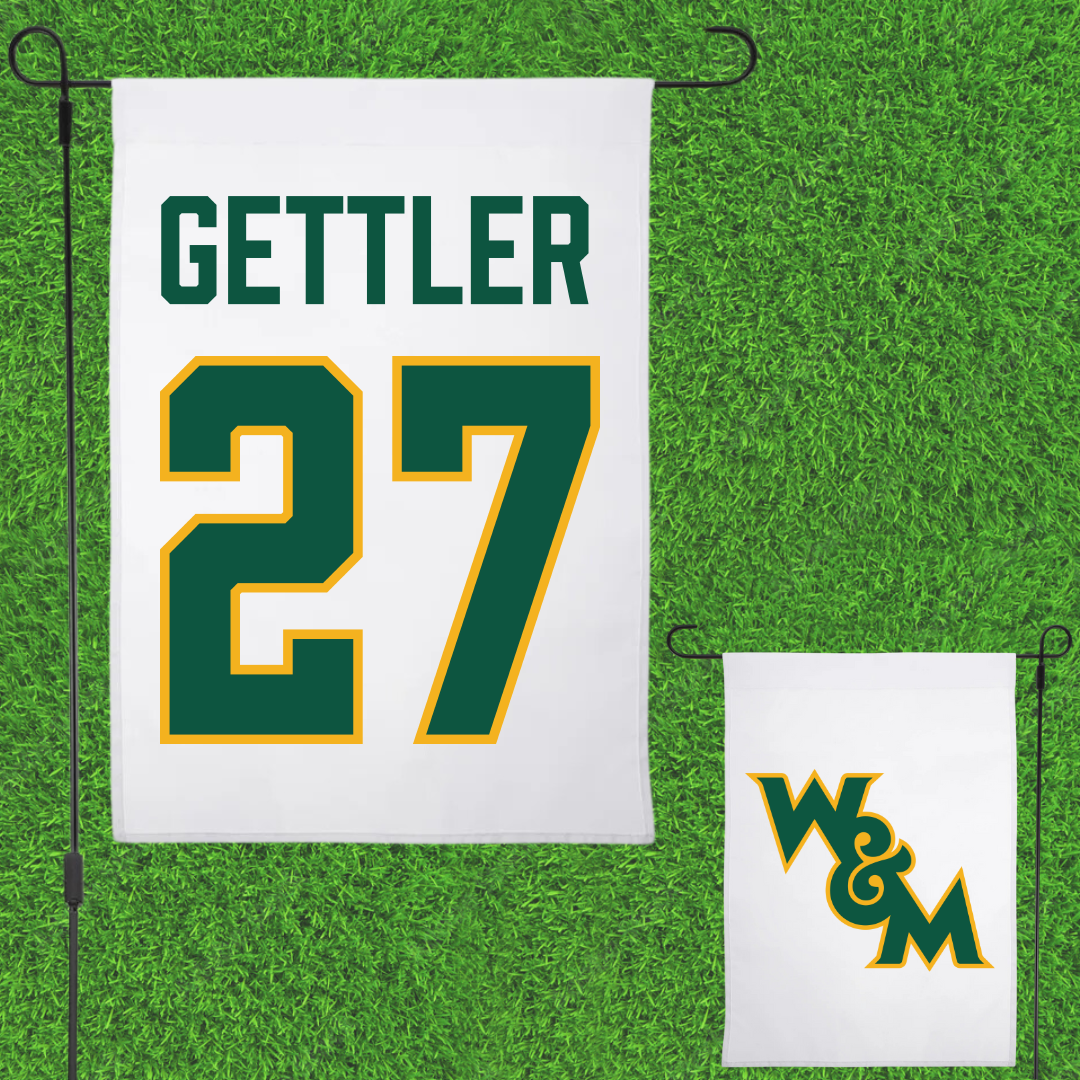 William & Mary Soccer (M) White Garden Flag - #27 Reed Gettler