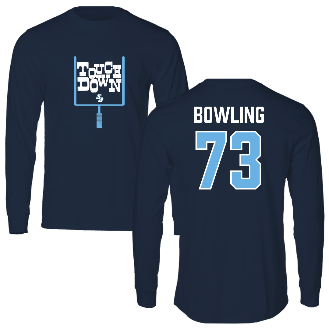 University of San Diego Football Navy Touchdown Long Sleeve - #73 Evans Bowling