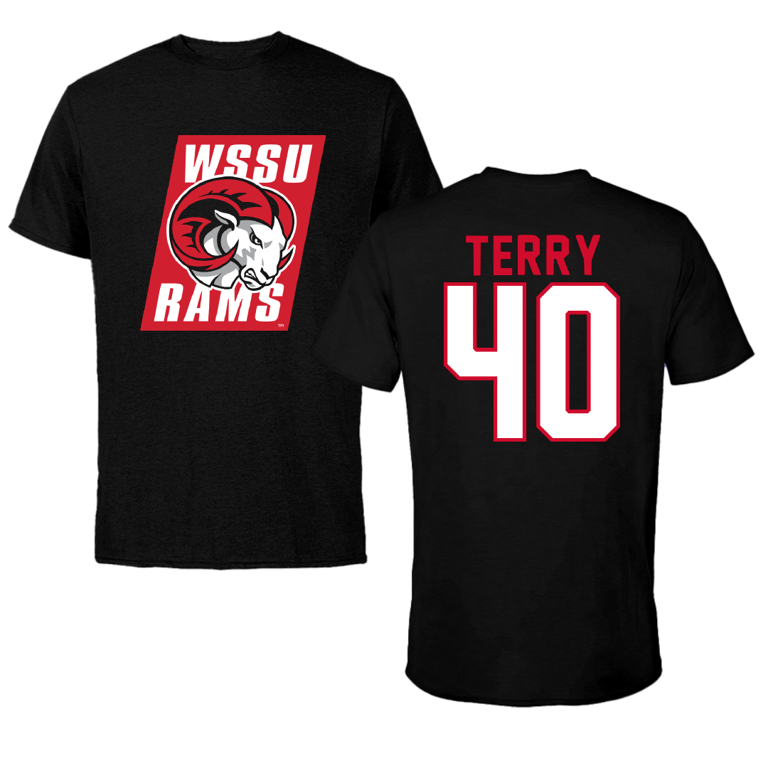 Winston-Salem State University Football Black Performance Tee - #40 Isreal Terry