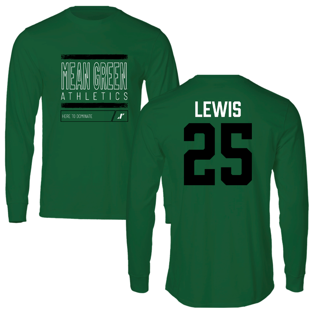 University of North Texas Football Green Dominate Long Sleeve - #25 Kollin Lewis