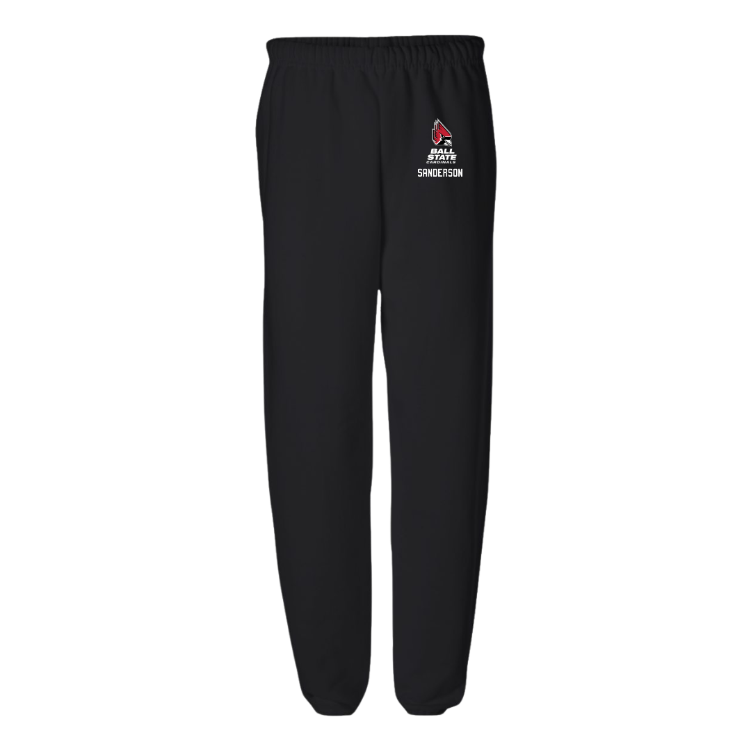 Ball State University Football Black Sweatpants - #94 Hunter Sanderson