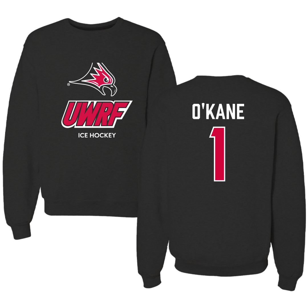 University of Wisconsin-River Falls Ice Hockey (W) Black Crewneck - #1 Jordan O'Kane