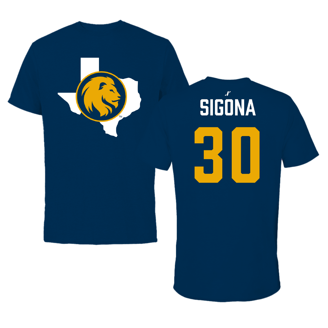East Texas A&M University Basketball Navy State Performance Tee - #30 Vinny Sigona