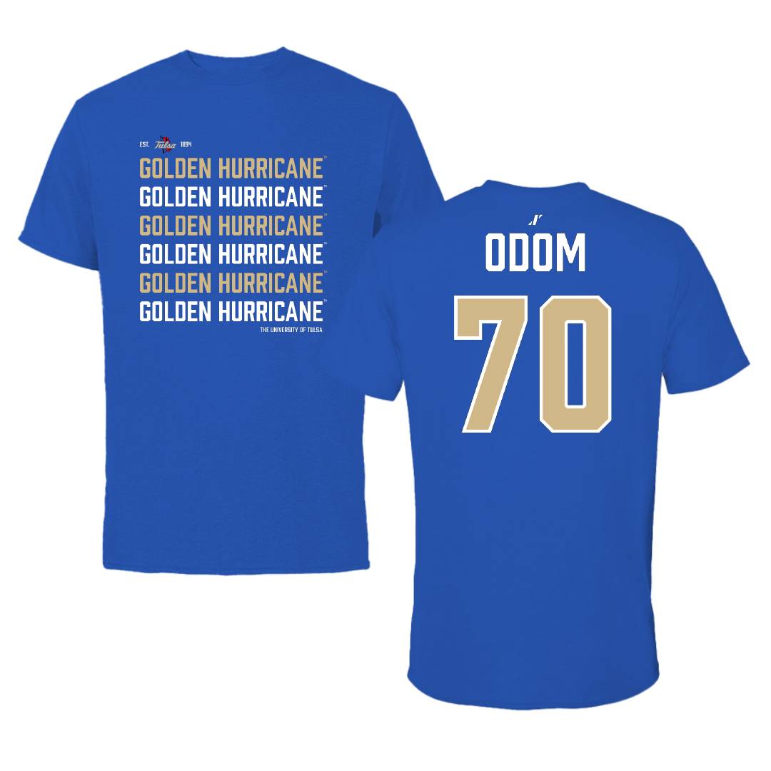 The University of Tulsa Football Blue General Performance Tee - #70 Evan Odom