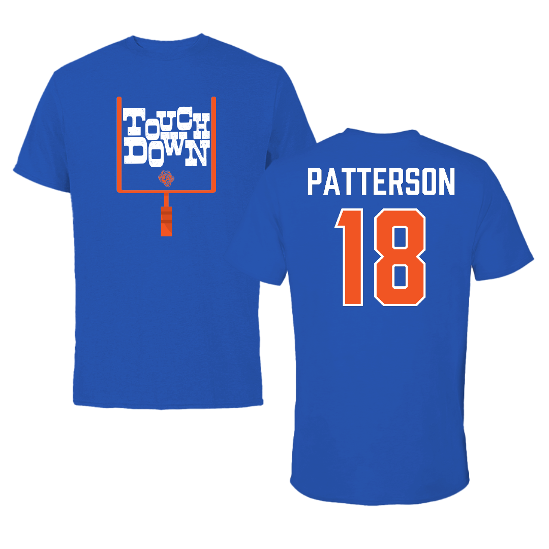Savannah State University Football Blue Touchdown Performance Tee - #18 Jaylen Patterson