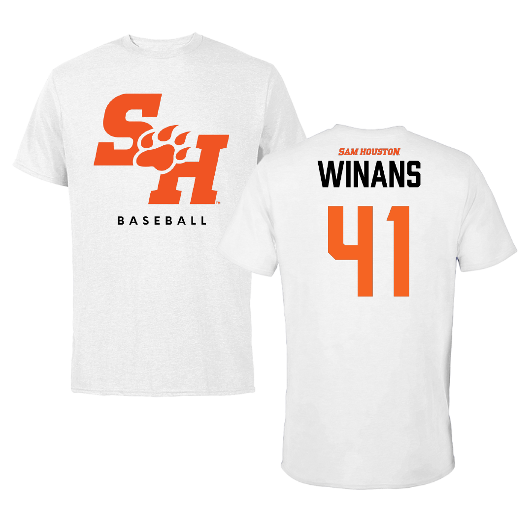 Sam Houston State University Baseball White Performance Tee - #41 Gabe Winans