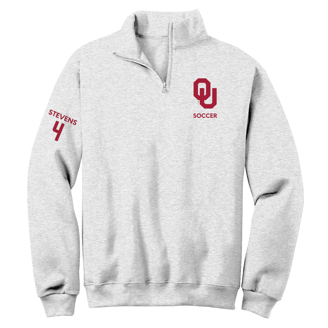 University of Oklahoma Soccer (W) Light Gray Quarter-Zip - #4 Avery Stevens