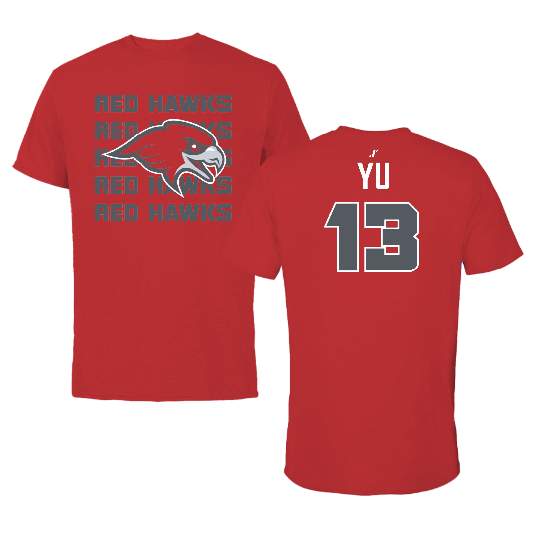 Montclair State University Basketball (M) Red General Tee - #13 Bryan Yu