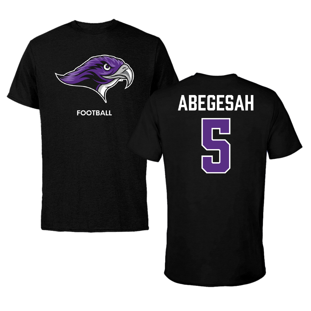 Stonehill College Football Black Tee - #5 Adjatay Abegesah