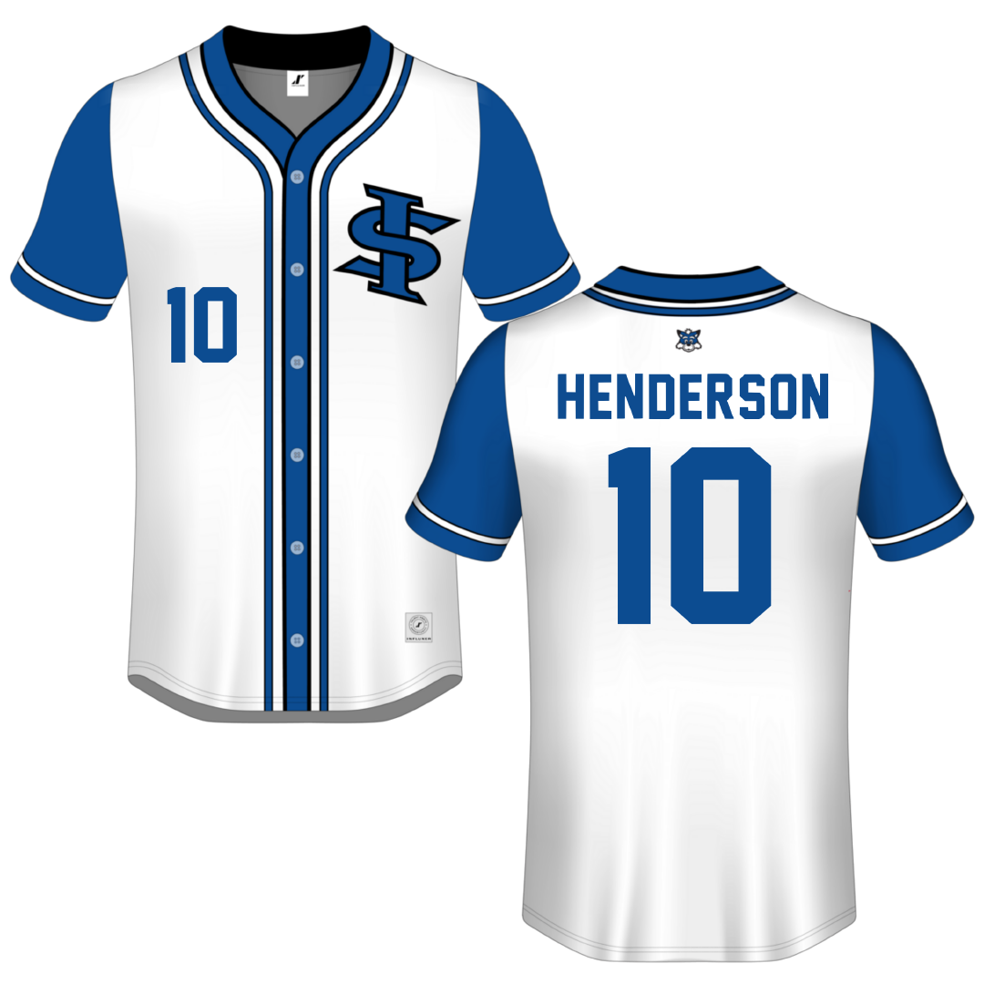 Indiana State University White Button-Down Jersey - #10 Zack Henderson