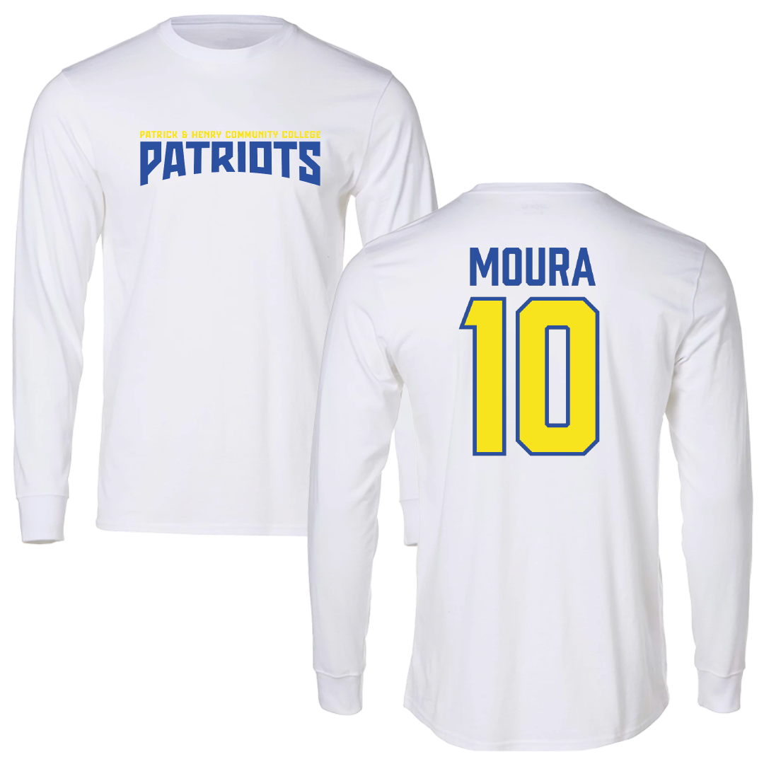Patrick & Henry Community College Soccer White Classic Performance Long Sleeve - #10 Luis Moura