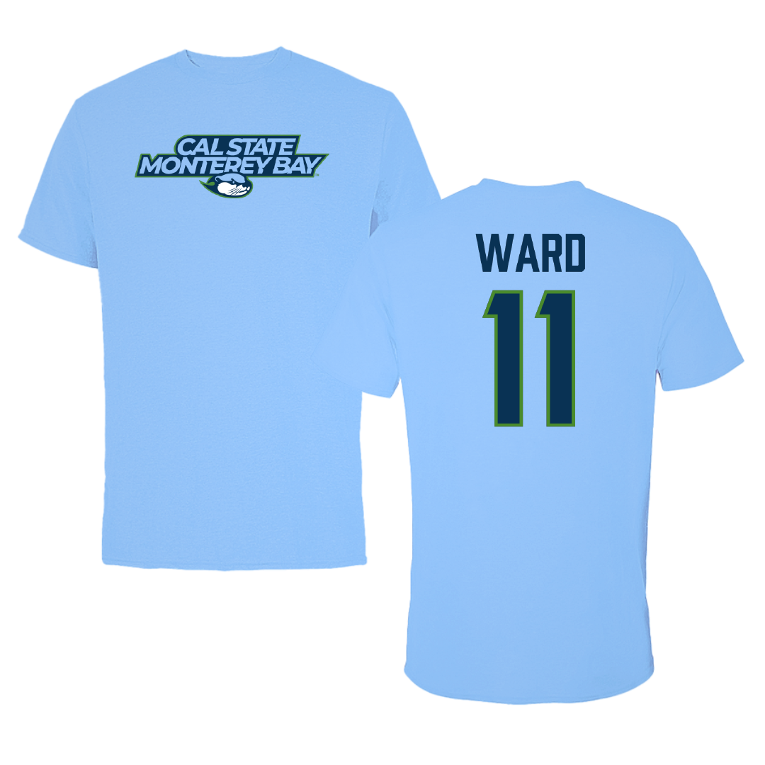 Cal State Monterey Bay Soccer Carolina Blue Performance Tee - #11 Mason Ward