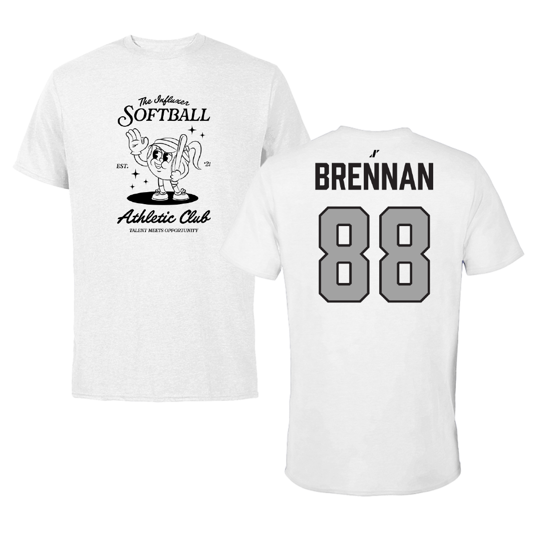 Softball White Influxer Athletic Club Tee - #88 Emma Brennan