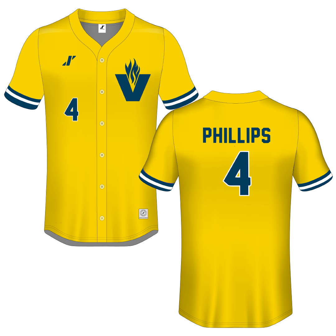 Vincennes University Gold Button-Down Jersey - #4 Jaret Phillips