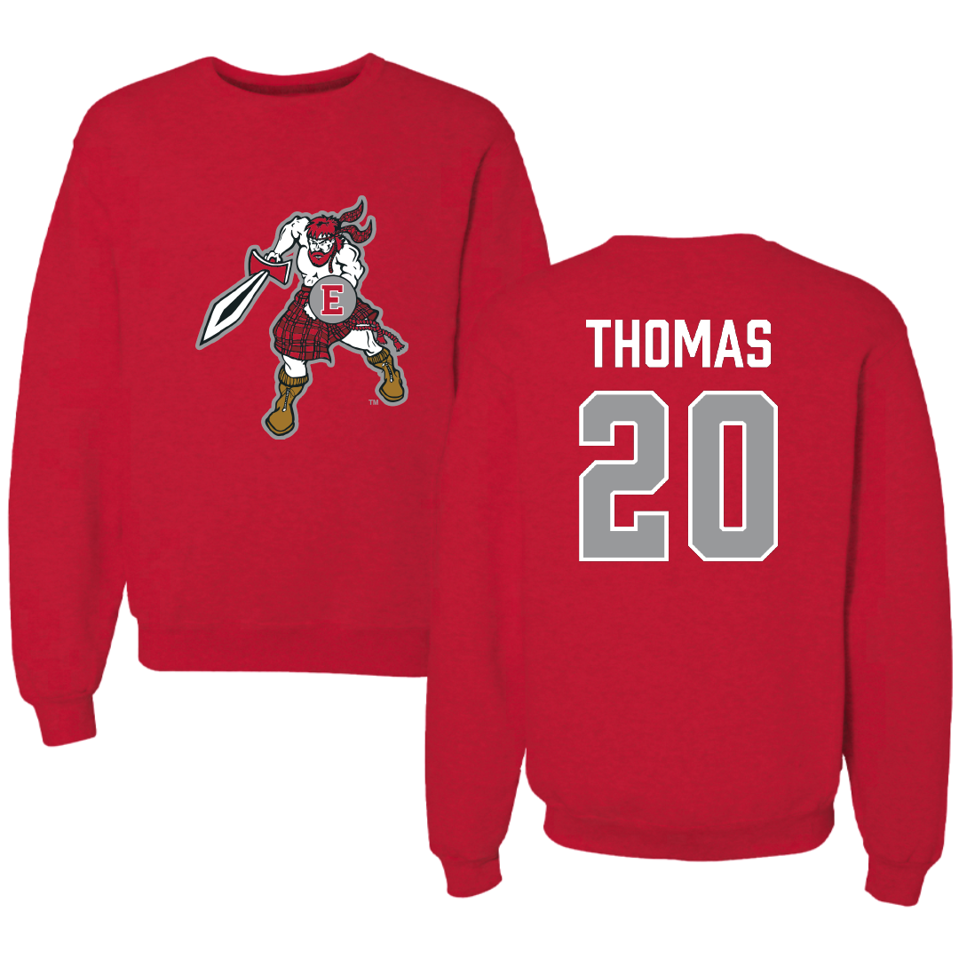 PennWest Edinboro Football Red Crewneck - #20 Zidane Thomas