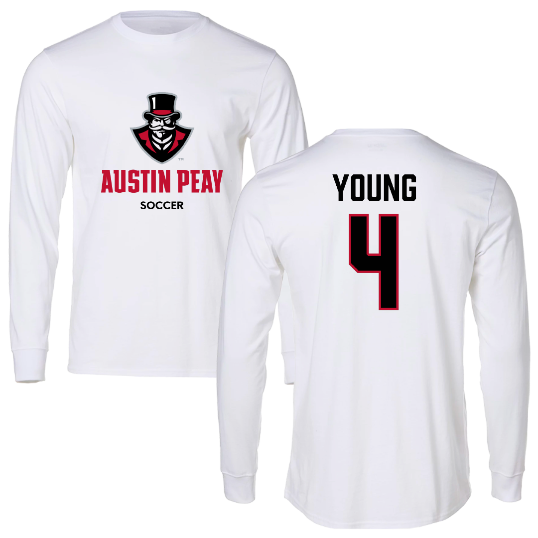 Austin Peay State University Soccer (W) White Long Sleeve - #4 Carolyne Young