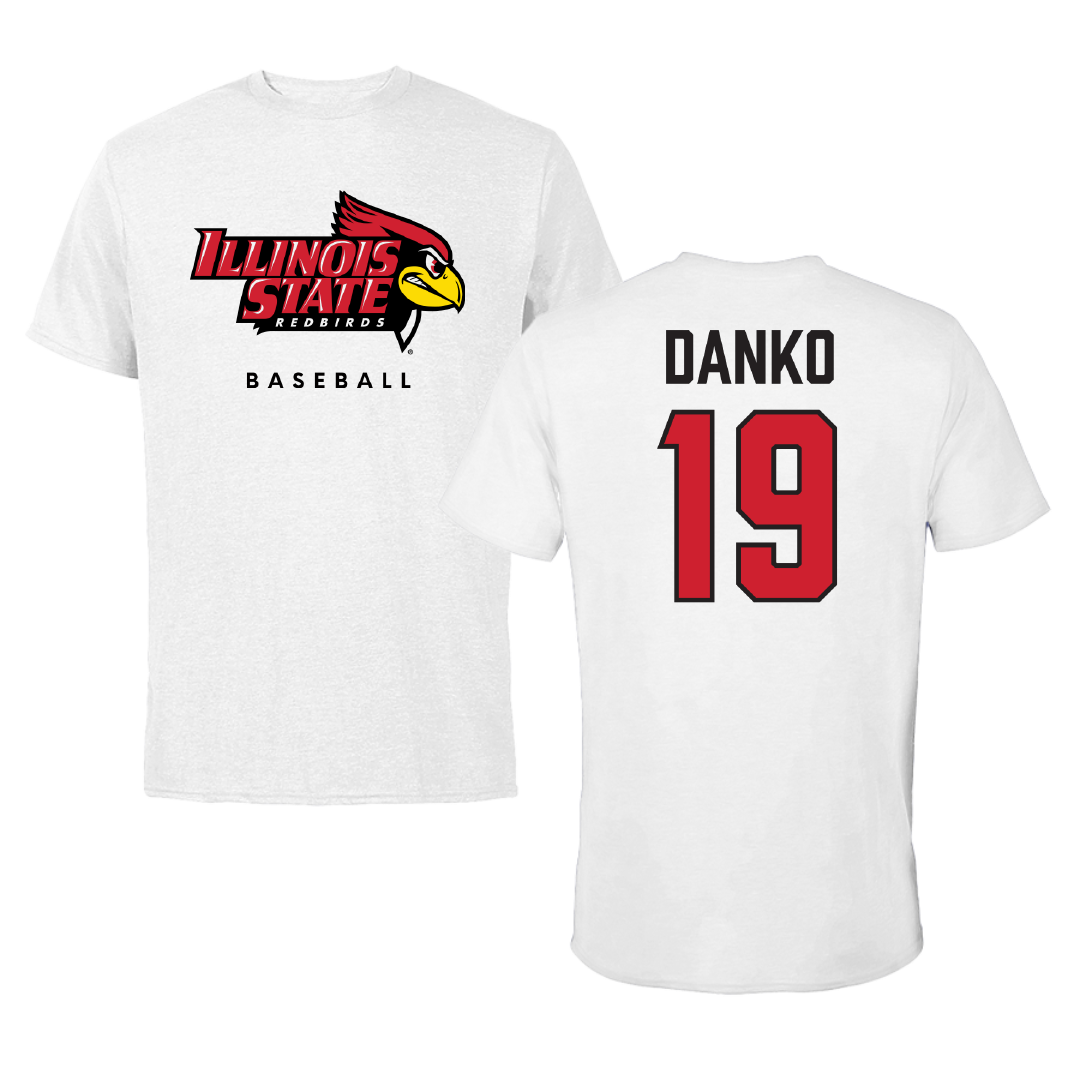 Illinois State University Baseball White Tee - #19 Chris Danko