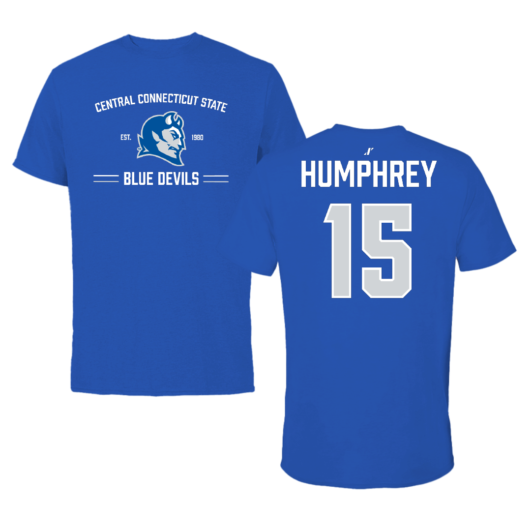 Central Connecticut State University Baseball Blue General Tee - #15 Tony Humphrey