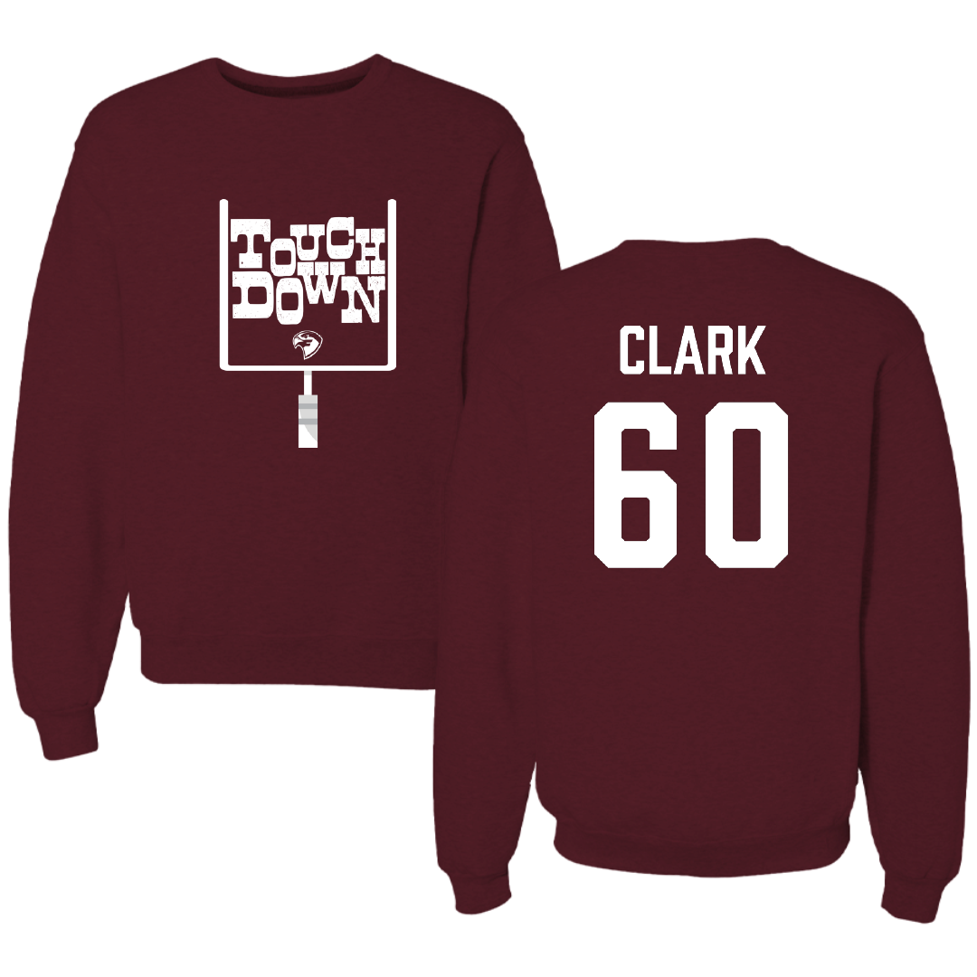 Fairmont State University Football Maroon Touchdown Crewneck - #60 Christian Clark