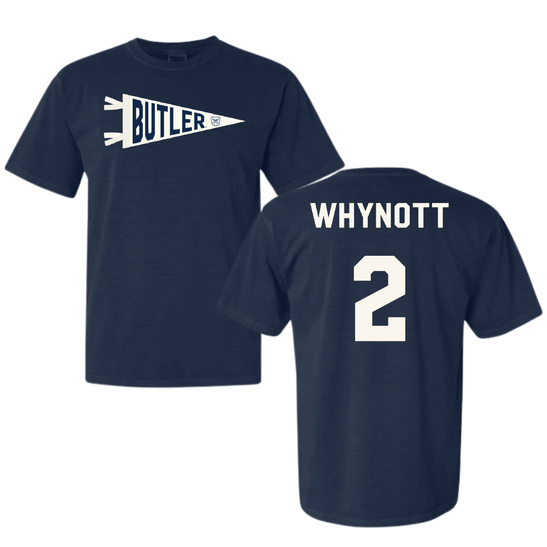 Butler University Soccer Navy Pennant Comfort Colors Tee - #2 Ceilidh Whynott